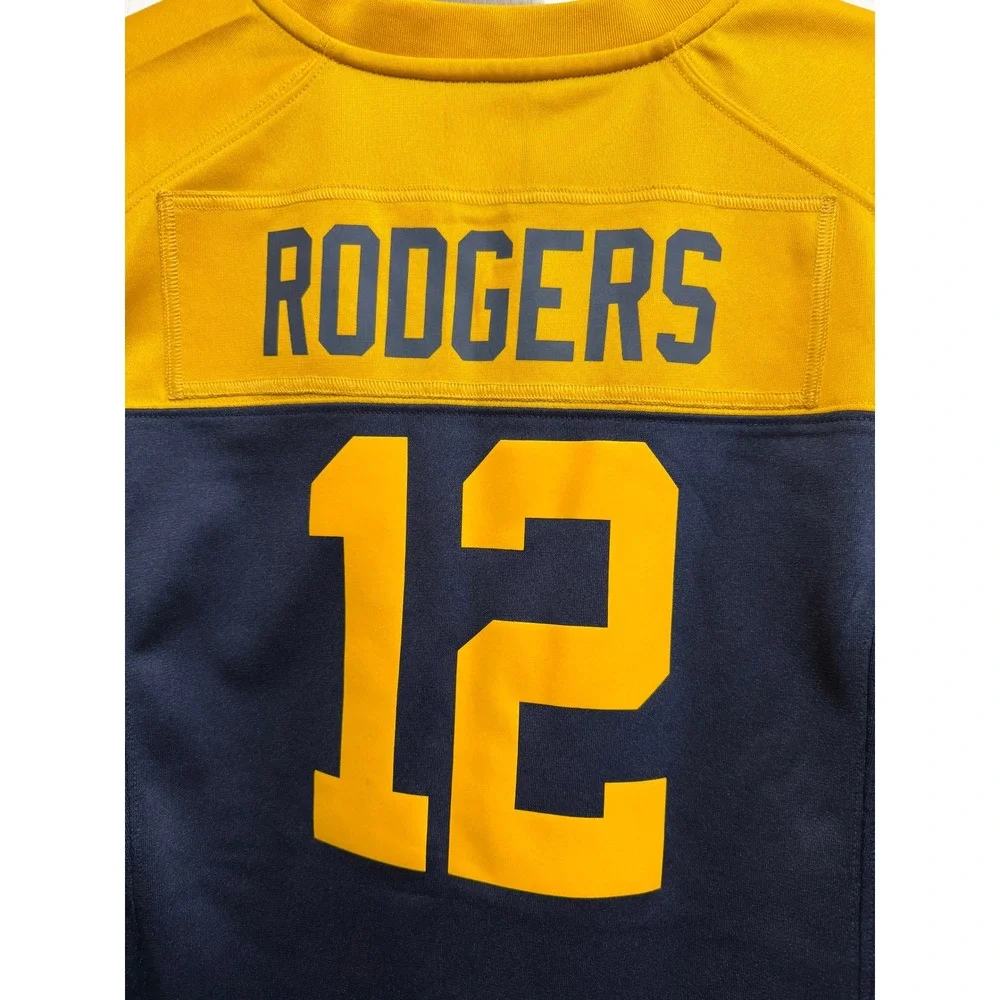 Nike Green Bay Packers Aaron‎ Rodgers 12 NFL Jersey Women's Small Yellow Blue